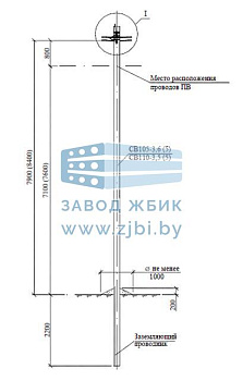 Переходная промежуточная двухцепная опора ПП24