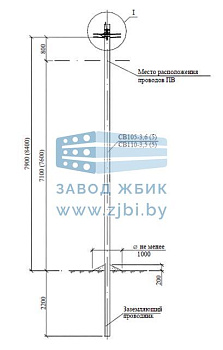 Переходная промежуточная двухцепная опора ПП30