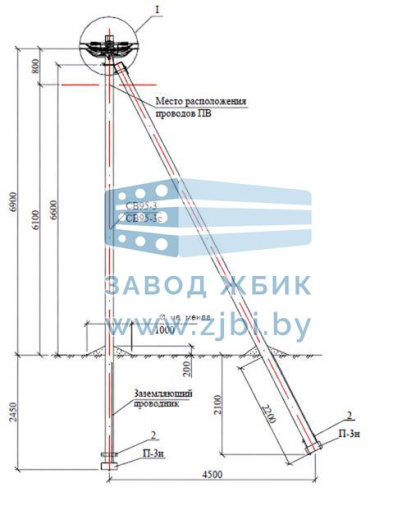 Анкерная (концевая) двухцепная опора А24