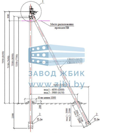Переходная угловая анкерная двухцепная опора ПУА24